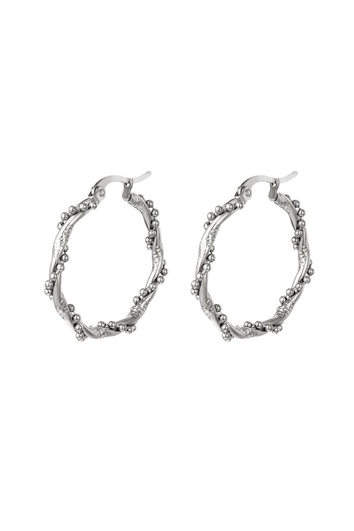Hoop earrings with twisted pearls large Silver Stainless Steel 